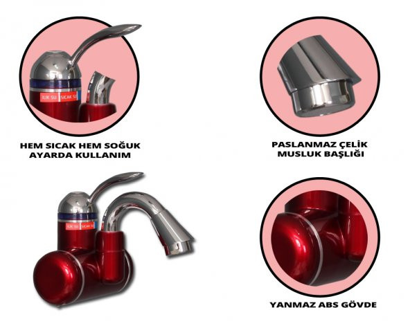 Elektrikli Sıcak Musluk Ani Su Isıtıcı Termal Şofben Musluk DSG-5K - 2