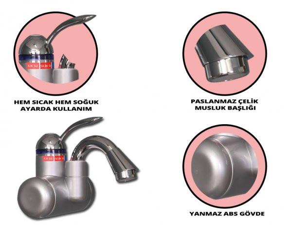 Elektrikli Sıcak Musluk Ani Su Isıtıcı Termal Şofben Musluk DSG-5S - 2