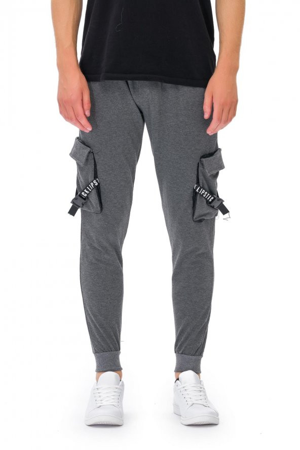 Karinmoda  Erkek Eşofman Altı Gri Baskılı Lastikli Paça - 4