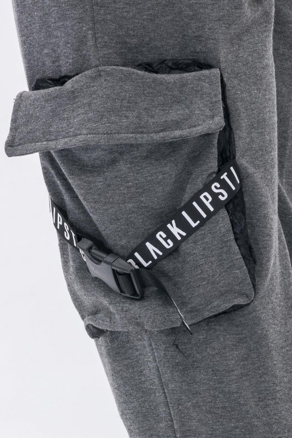 Karinmoda  Erkek Eşofman Altı Gri Baskılı Lastikli Paça - 6