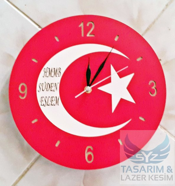 Türk Bayrağı Duvar Saati