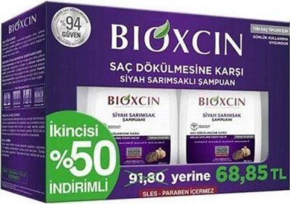 Bioxcin Siyah Sarımsaklı 300 ml 2li  Şampuan