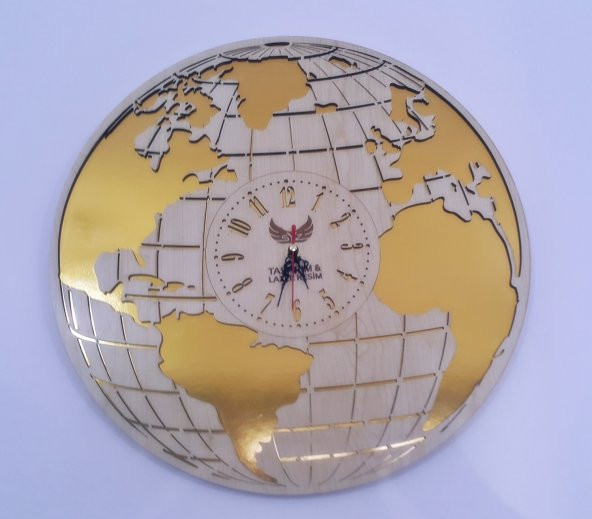 Dünya Haritalı Duvar Saati