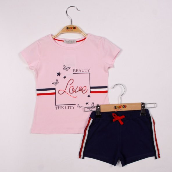 Toontoy Kız Çocuk Love Baskılı Şortlu Takım - 3