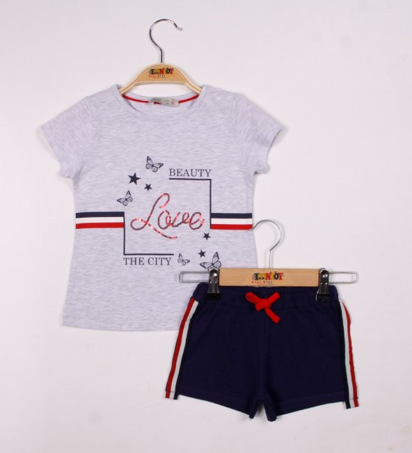 Toontoy Kız Çocuk Love Baskılı Şortlu Takım - 6