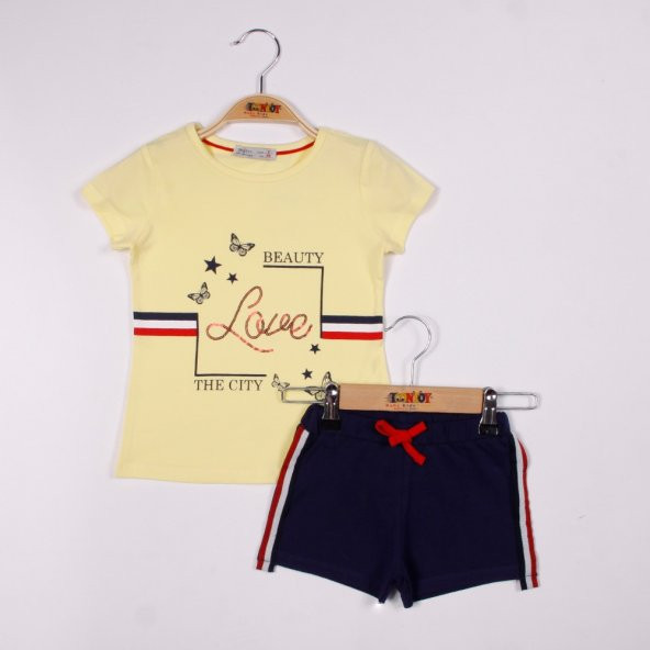Toontoy Kız Çocuk Love Baskılı Şortlu Takım - 8