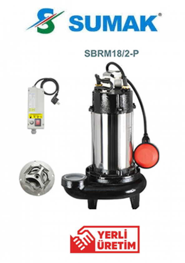 Sumak SBRM 18/2-P 1.8hp 220v Parçalayıcılı Bıçaklı Foseptik Dalgıç Pompa
