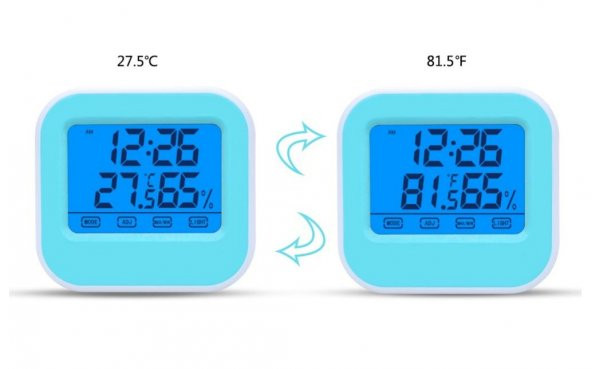 Diwu T026 Dokunmatik Aydınlatmalı Saat Termometre Higrometre - 6