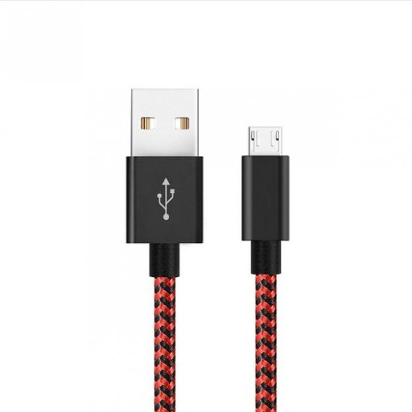Diwu Micro USB Örgülü Yüksek Hızlı Şarj Kablosu Kırmızı
