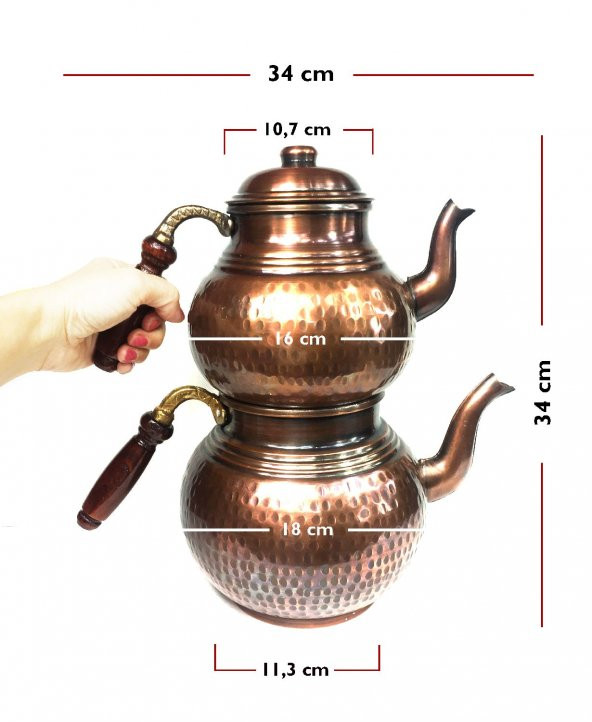 Shark Anatolia Antik Klasik El Dövmesi Bakır Çaydanlık No:3 - 3