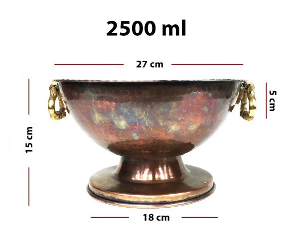 Shark Anatolia Bakır Punch Şerbet Kasesi Antik Oksit 27cm - 4