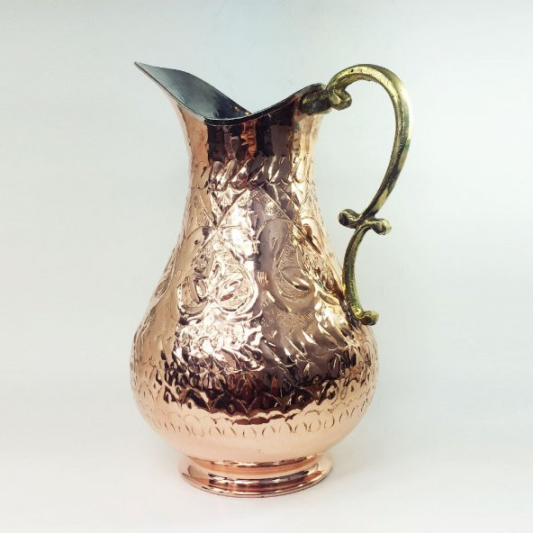 Shark Anadolu El İşi Kabartma Bakır Sürahi - 5