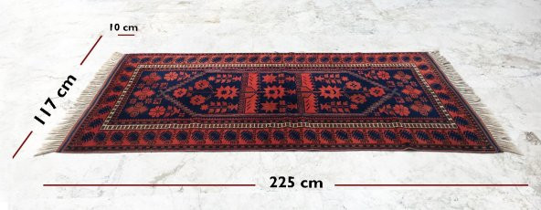 Balıkesir Sındırgı Yağcıbedir El Dokuması Kök Boya Yün Halı 117 x 225 - 3