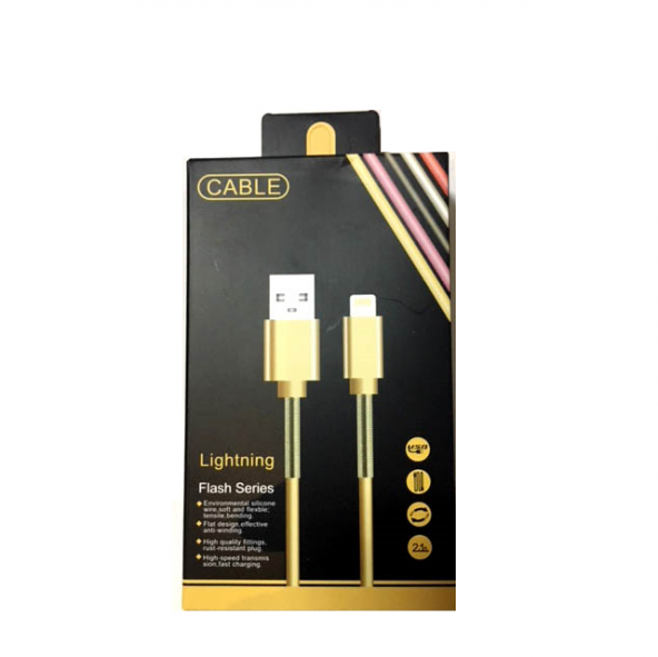 Metal Yaylı iPhone Lightning Şarj Kablosu 2.1A - BEYAZ