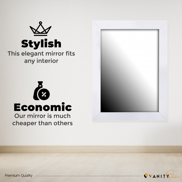 OTTO Mirror 90*80 cm Beyaz Duvara Asılır Çerçeveli Ayna - 4