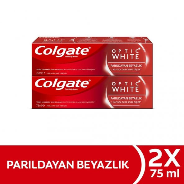 Colgate Optik Beyaz Parıldayan Beyazlık Beyazlatıcı Diş Macunu 75 ml x 2 Adet
