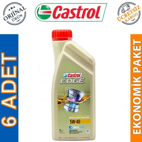 Castrol Edge Titanium 5W-40 1 Lt Tam Sentetik Motor Yağı (6 Adet) ürün görseli