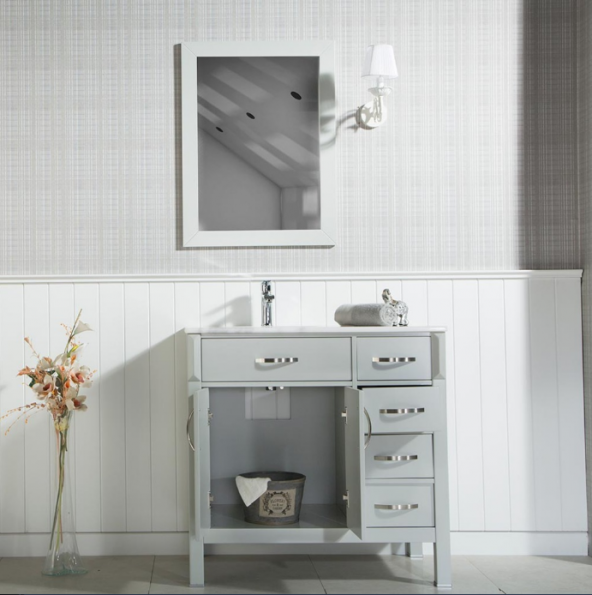 OTTO Fulya Acik Gri 92 cm Mermer Tezgah Dahil Banyo Dolabı - 7