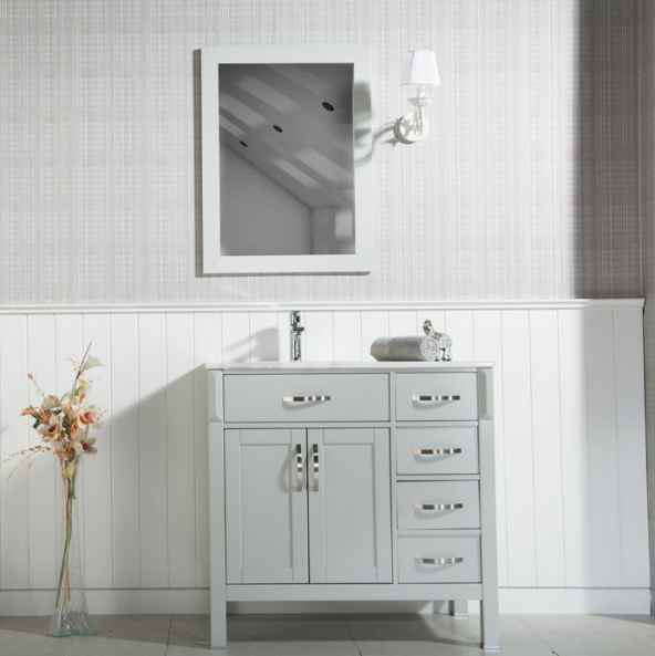 OTTO Fulya Acik Gri 92 cm Mermer Tezgah Dahil Banyo Dolabı - 8