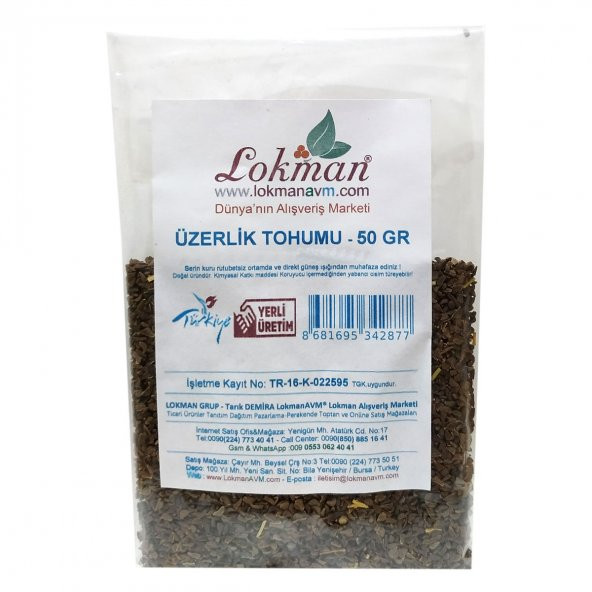 LokmanAVM Üzerlik Tohumu Tane Doğal 50 Gr Paket - 2