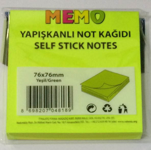 RUBENİS MEMO RPS-24 NOT KAĞIDI YEŞİL