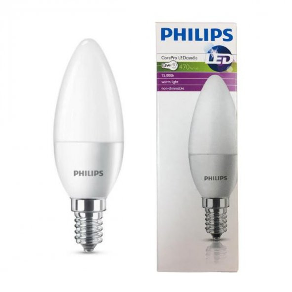 6lı-12li Philips CorePro LEDcandle 5.5-40W Ampul E14 Sarı Işık - 2