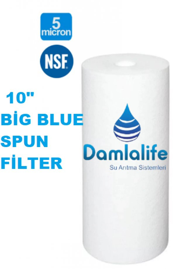 Damlalife Big Blue 10" Jumbo 5 Micron Sediment Elyaf Spun Filtre - 2