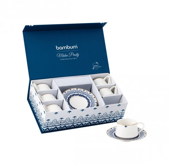 Bambu Maku Prestij 6 Kişilik Kahve Fincan Takımı Mavi
