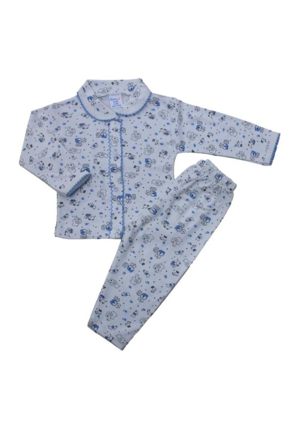 Babyworld bebe yaka fil desenli patiksiz 2 li pijama takımı