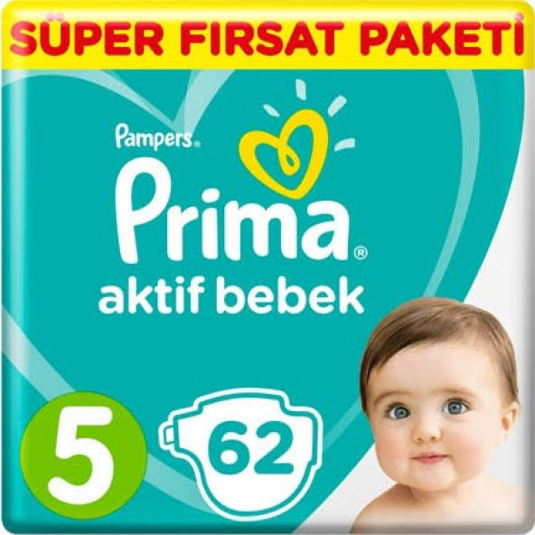 Prima Bebek Bezi Aktif Bebek 5 Beden 62 Adet Junior Fırsat paketi