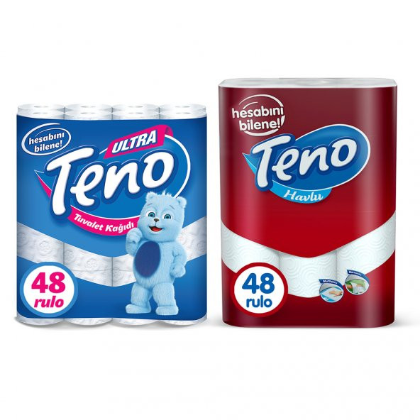 Teno Tuvalet Kağıdı 48 Rulo & Teno Kağıt Havlu 48 Rulo
