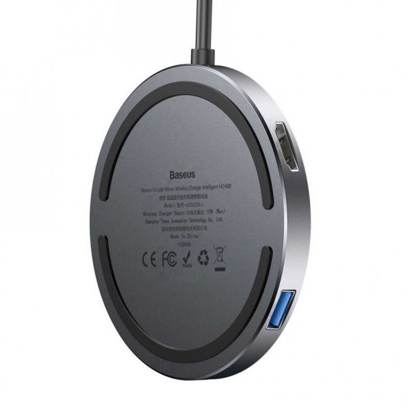 Baseus Circular Mirror Wireless Charger Hub Type-c To Usb 3.0 1+Usb 2.0 3 Type-C Pd 4K HD - 3