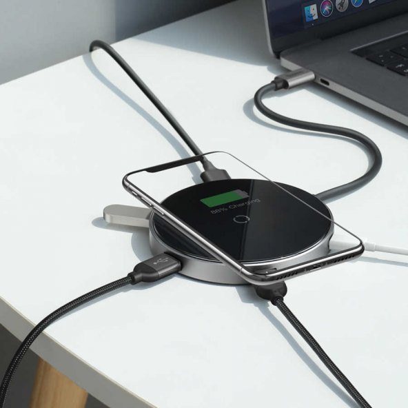 Baseus Circular Mirror Wireless Charger Hub Type-c To Usb 3.0 1+Usb 2.0 3 Type-C Pd 4K HD - 6