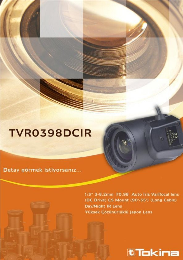 TOKINA TVR0398DCIR 3.0MM - 8.2MM Auto iris varifokal lens 2 mgp