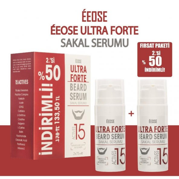 EEOSE Ultra Forte Sakal Serumu 75 ml + 2.si· 50 İndirimli