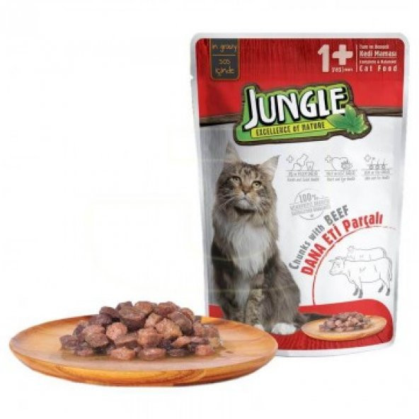 Jungle Dana Etli Parçalı Yetişkin Kedi Maması 100 gr