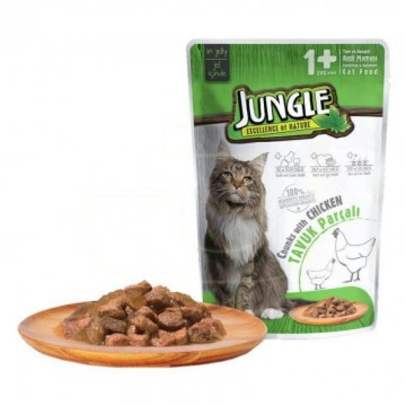 Jungle Tavuk Parçalı Yetişkin Kedi Maması 100 gr
