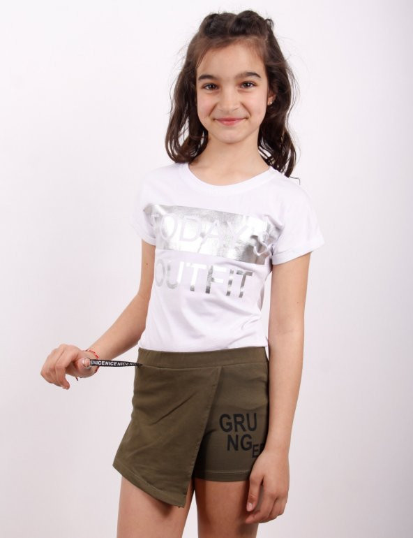 Toontoy Kız Çocuk Grunger Baskılı Şort - 3