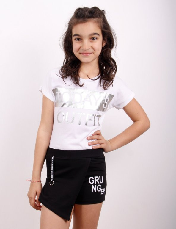 Toontoy Kız Çocuk Grunger Baskılı Şort - 5