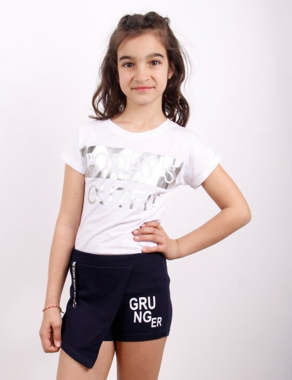 Toontoy Kız Çocuk Grunger Baskılı Şort - 6