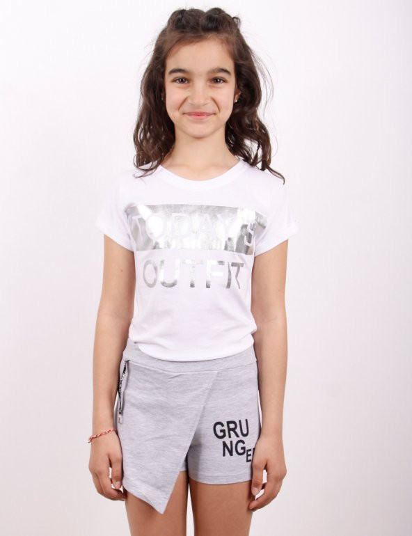 Toontoy Kız Çocuk Grunger Baskılı Şort - 7