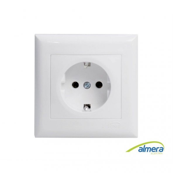 ALMERA BUZBEYAZ ELEKTRİK PRİZ TOPRAKLI - 1