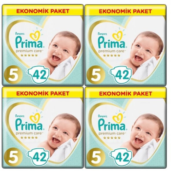 Prima Premium Care 5 Numara 42*4=168 Adet Bebek Bezi - 1