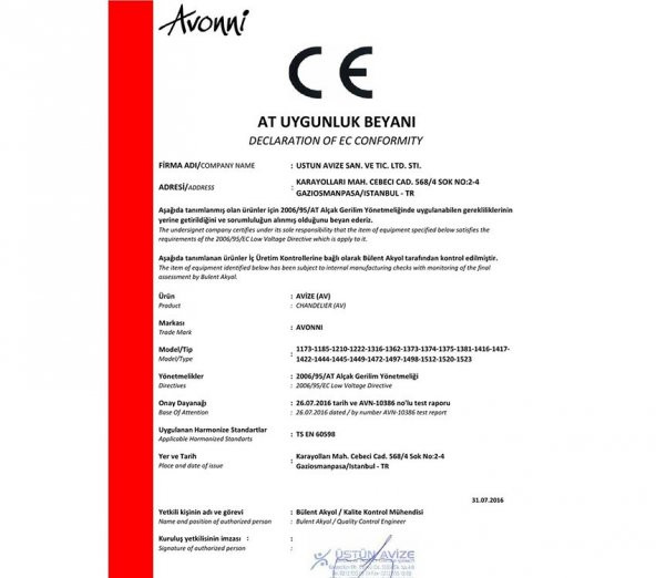 Avonni AV-1520-M1-BTK Turkuaz Boyalı Modern Avize - 5
