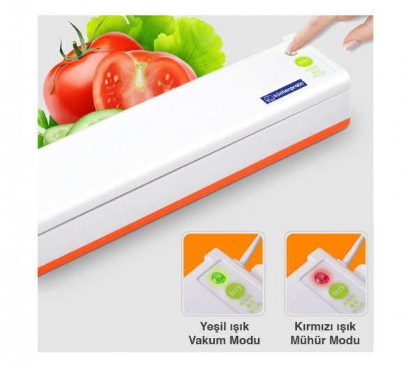 Küchen Pratic Ev Tipi Elektrikli Vakum Makinesi - Gıda Vakum Makinesi - 10 Poşet Hediye - Mavi - 3