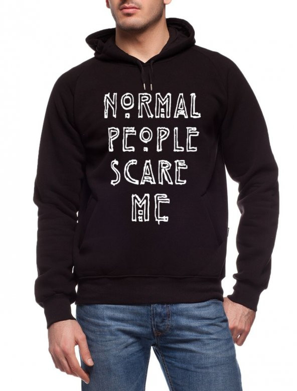 Normal people Scare Me Kapşonlu Uzun Kol Sweatshirt