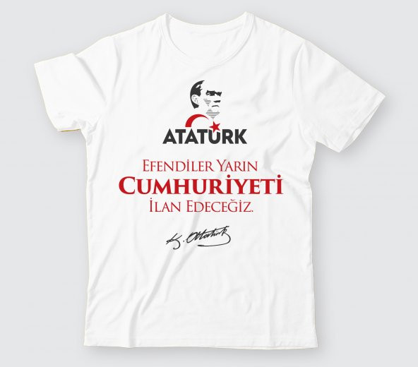 TCB003 - Baskılı T-Shirt Cumhuriyet Bayramı Tişört Dizayn 29 Ekim Tshirt Bastırmak Okul İçin Toplu Tasarım Tişört
