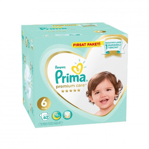 Prima Bebek Bezi Premium Care 6 Beden Extra Large Fırsat Paketi 13-18 kg 62 Adet