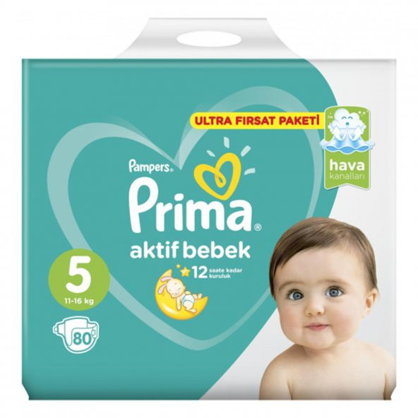 Prima Bebek Bezi Aktif Bebek Ultra Fırsat Paketi Junior- 5 Beden 80li