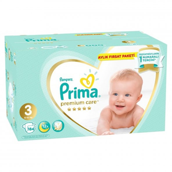Prima Bebek Bezi Premium Care Aylık Fırsat Midi- 3 Beden 184lü